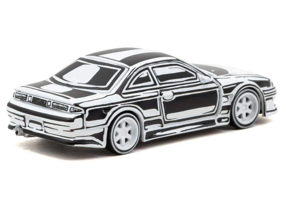 VERTEX Silvia (S14) "Designed by Joshua Vides" Black and White "Global64" Series 1/64 Diecast Model Car by Tarmac Works by Tarmac Works