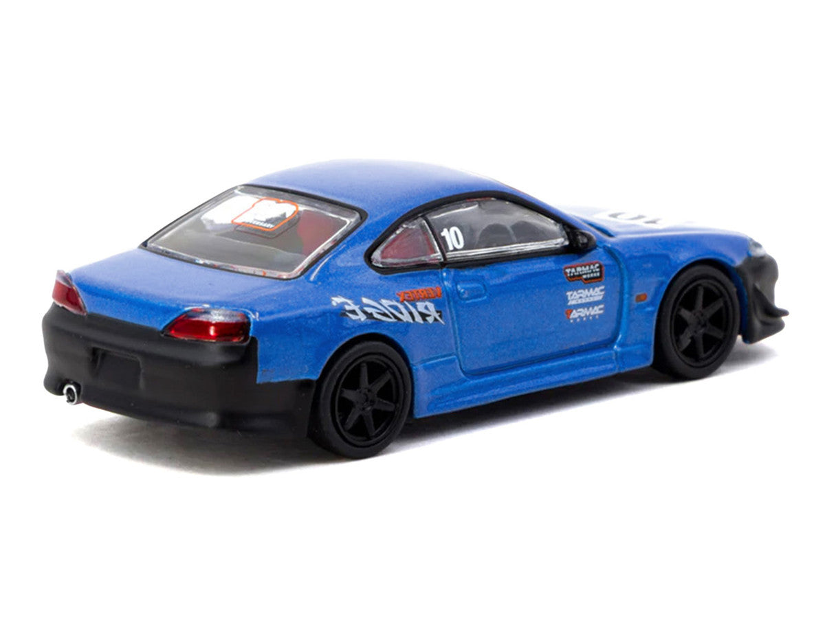 Nissan Vertex Silvia (S15) RHD (Right Hand Drive) #10 "Tarmac Works 10th Anniversary" Blue Metallic "Global64" 1/64 Diecast Model Car by Tarmac Works by Tarmac Works