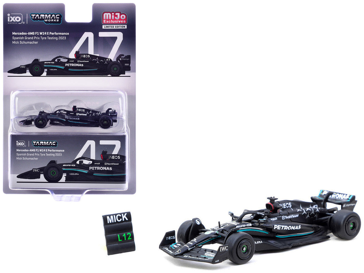 Mercedes-AMG F1 W14 E Performance #47 Mick Schumacher Formula One F1 "Spanish GP Tyre Testing" (2023) with Pit Board "Global64" Series 1/64 Diecast Model by Tarmac Works by Tarmac Works