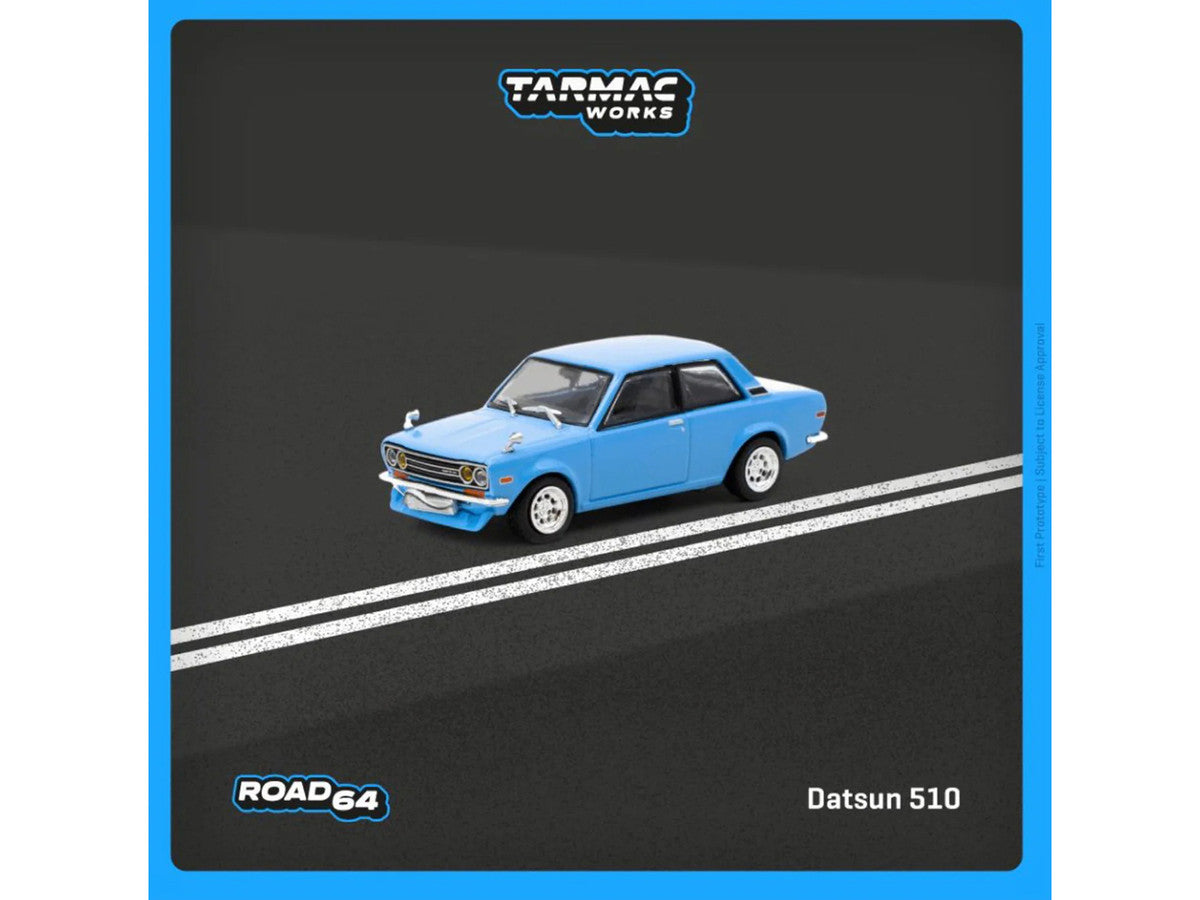 Datsun 510 Light Blue "Road64" Series 1/64 Diecast Model Car by Tarmac Works by Tarmac Works