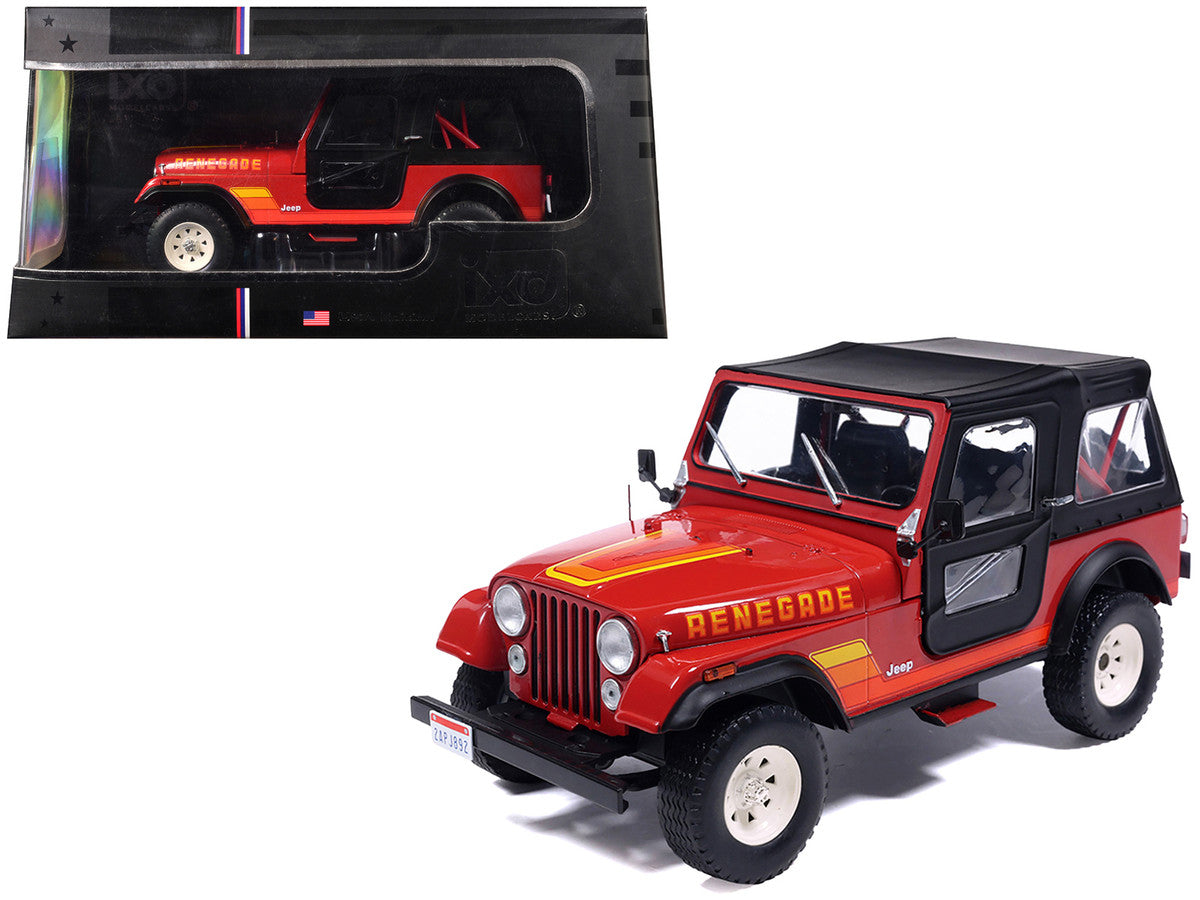 1983 Jeep Renegade Red with Stripes and Black Top 1/24 Diecast Model by IXO Models by IXO