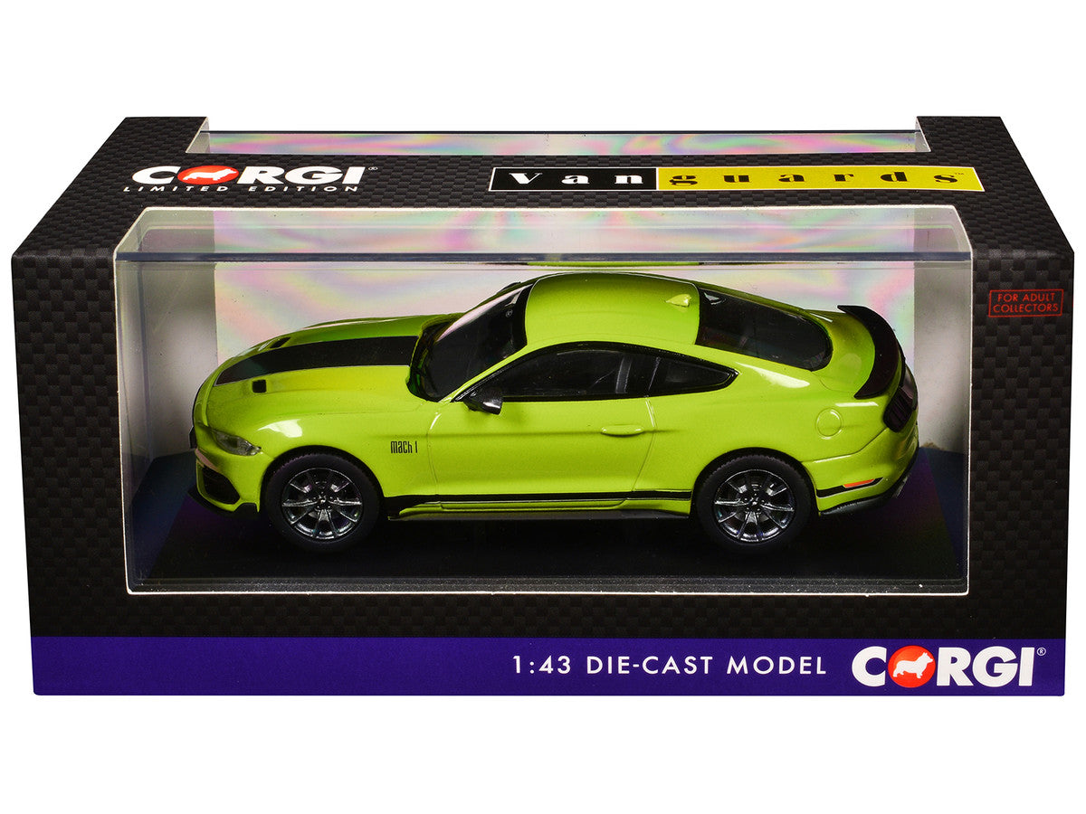 Ford Mustang Mk6 Mach 1 RHD (Right Hand Drive) Grabber Yellow with Black Stripes "Vanguards" Series 1/43 Diecast Model Car by Corgi by Corgi