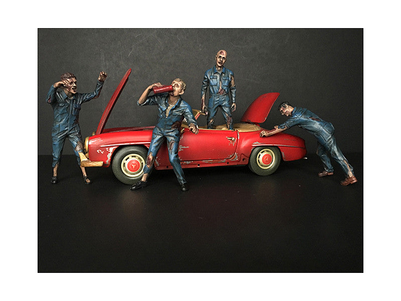 Zombie Mechanics 4 Piece Figurine Set "Got Zombies??" for 1/18 Scale Models by American Diorama by American Diorama