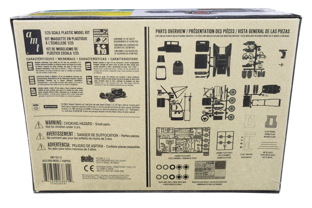 Skill 2 Model Kit 1925 Ford Model T "Chopped" Set of 2 pieces 1/25 Scale Model by AMT by AMT