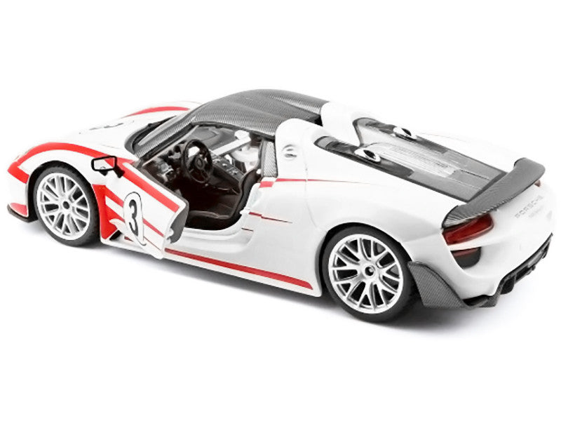 Porsche 918 Spyder Weissach #3 White 1/24 Diecast Model Car by Bburago by Bburago
