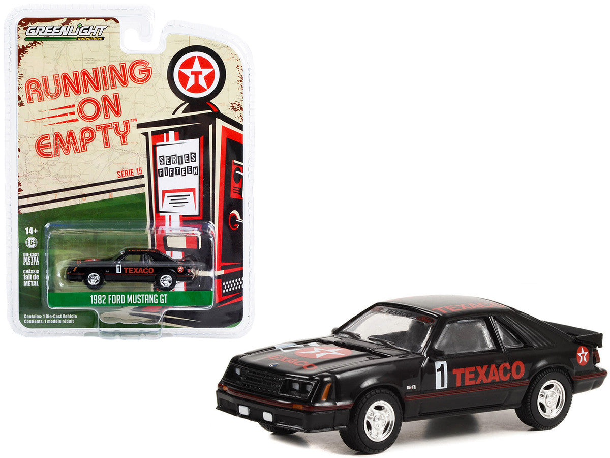 1982 Ford Mustang GT #1 Black "Texaco" "Running on Empty" Series 15 1/64 Diecast Model Car by Greenlight by Greenlight