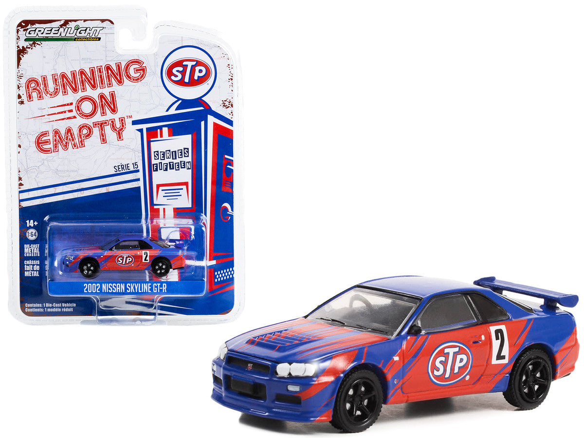 2002 Nissan Skyline GT-R (R34) #2 Blue with Red Graphics "STP" "Running on Empty" Series 15 1/64 Diecast Model Car by Greenlight by Greenlight