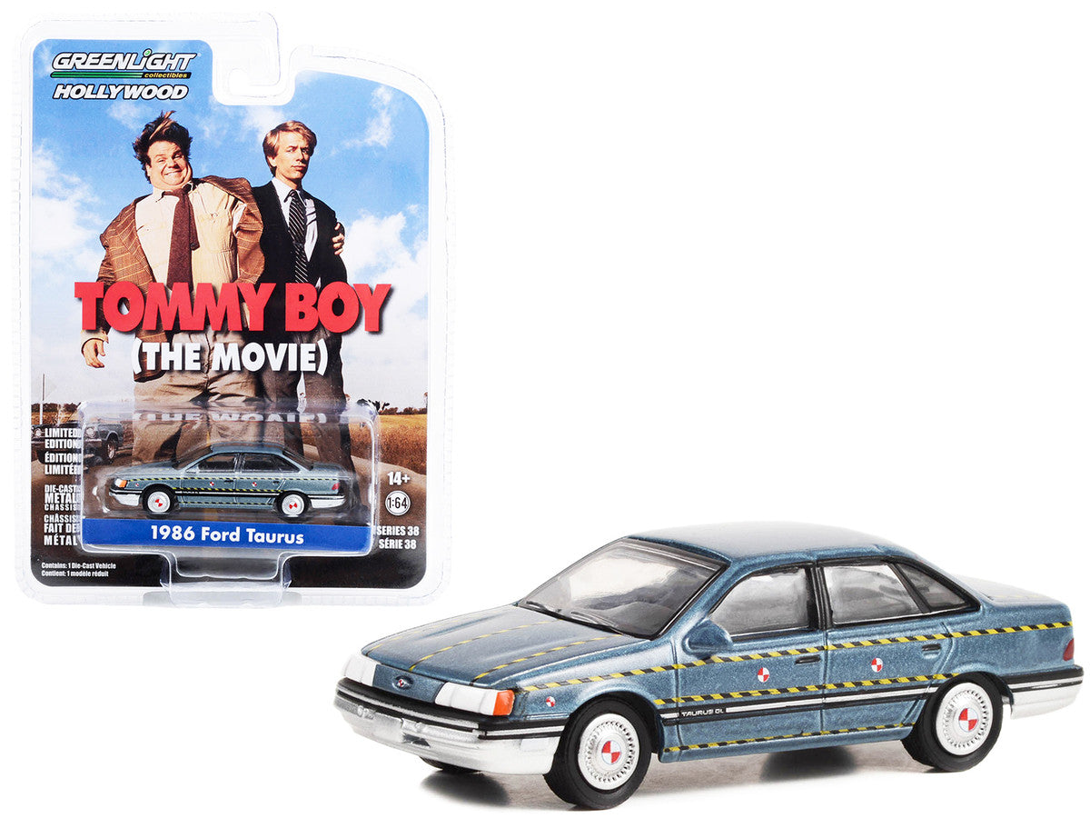 1986 Ford Taurus Blue Metallic "Zalinsky Auto Parts" Crash Test Vehicle "Tommy Boy" (1995) Movie "Hollywood Series" Release 38 1/64 Diecast Model Car by Greenlight by Greenlight