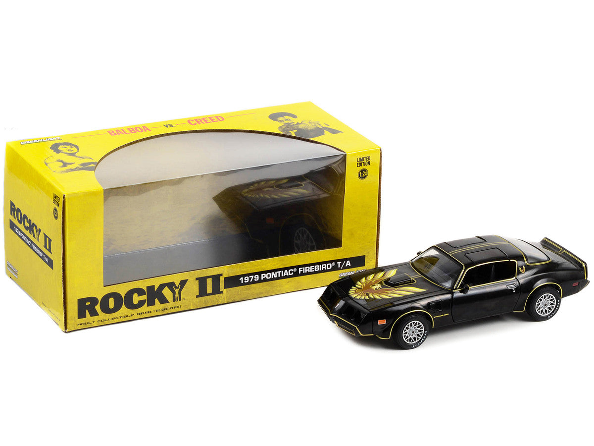 1979 Pontiac Firebird T/A Trans Am Black with Hood Phoenix "Rocky II" (1979) Movie 1/24 Diecast Model Car by Greenlight by Greenlight