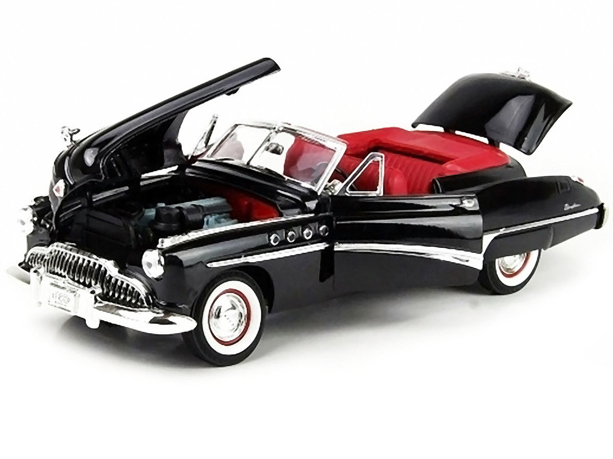 1949 Buick Roadmaster Black with Red Interior 1/18 Diecast Model Car by Motormax by Motormax