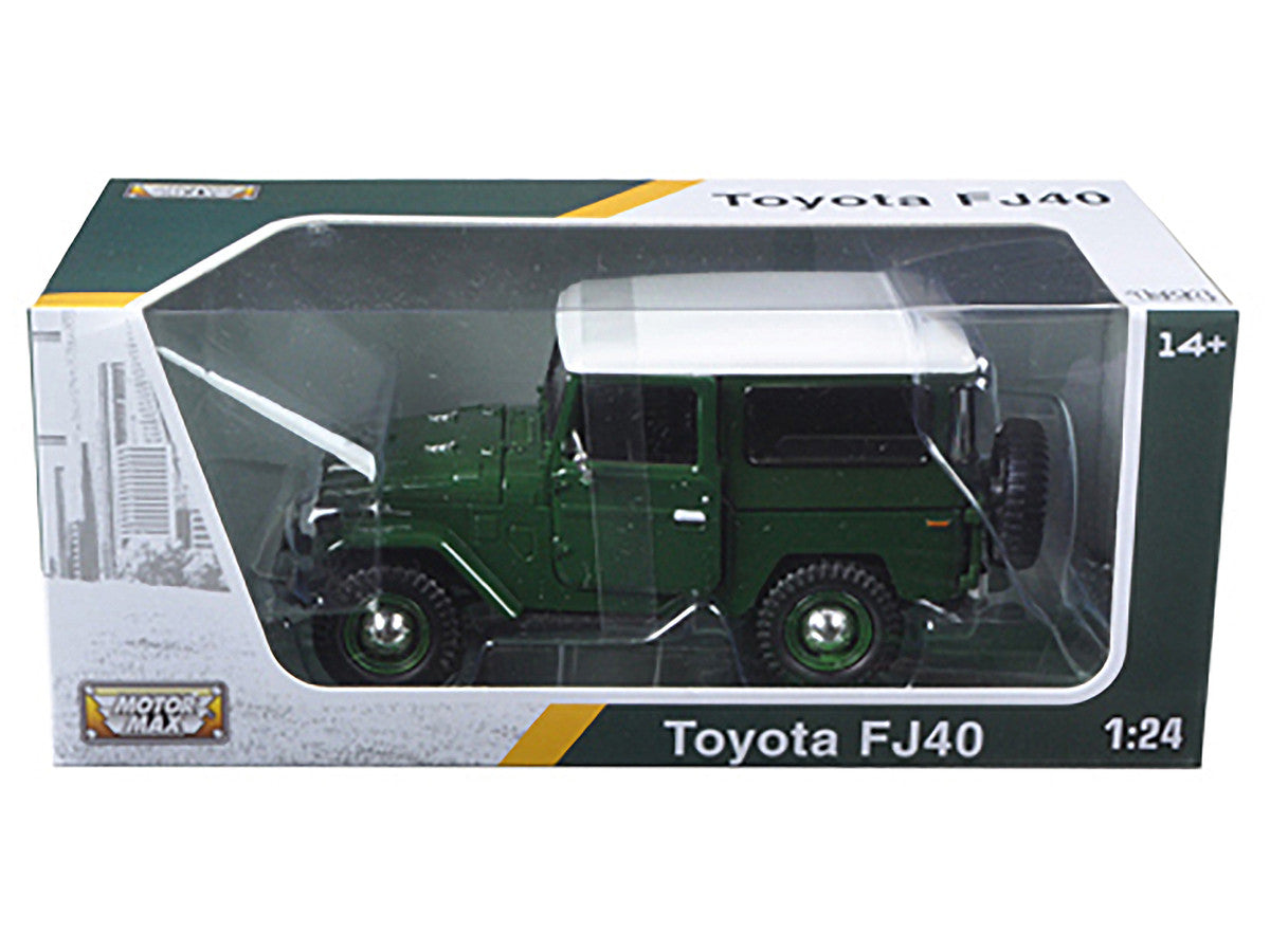 Toyota FJ40 Dark Green with White Top 1/24 Diecast Model Car by Motormax by Motormax