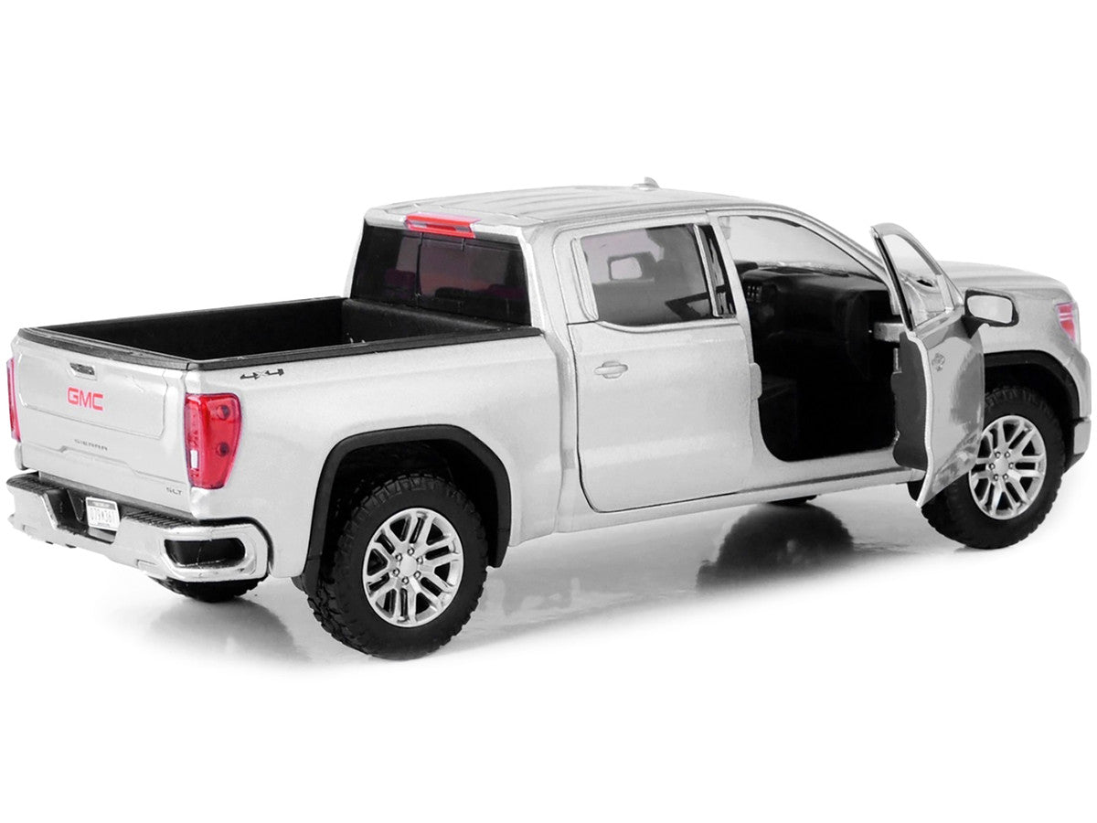 2019 GMC Sierra 1500 SLT Crew Cab Pickup Truck Silver Metallic 1/24-1/27 Diecast Model Car by Motormax by Motormax