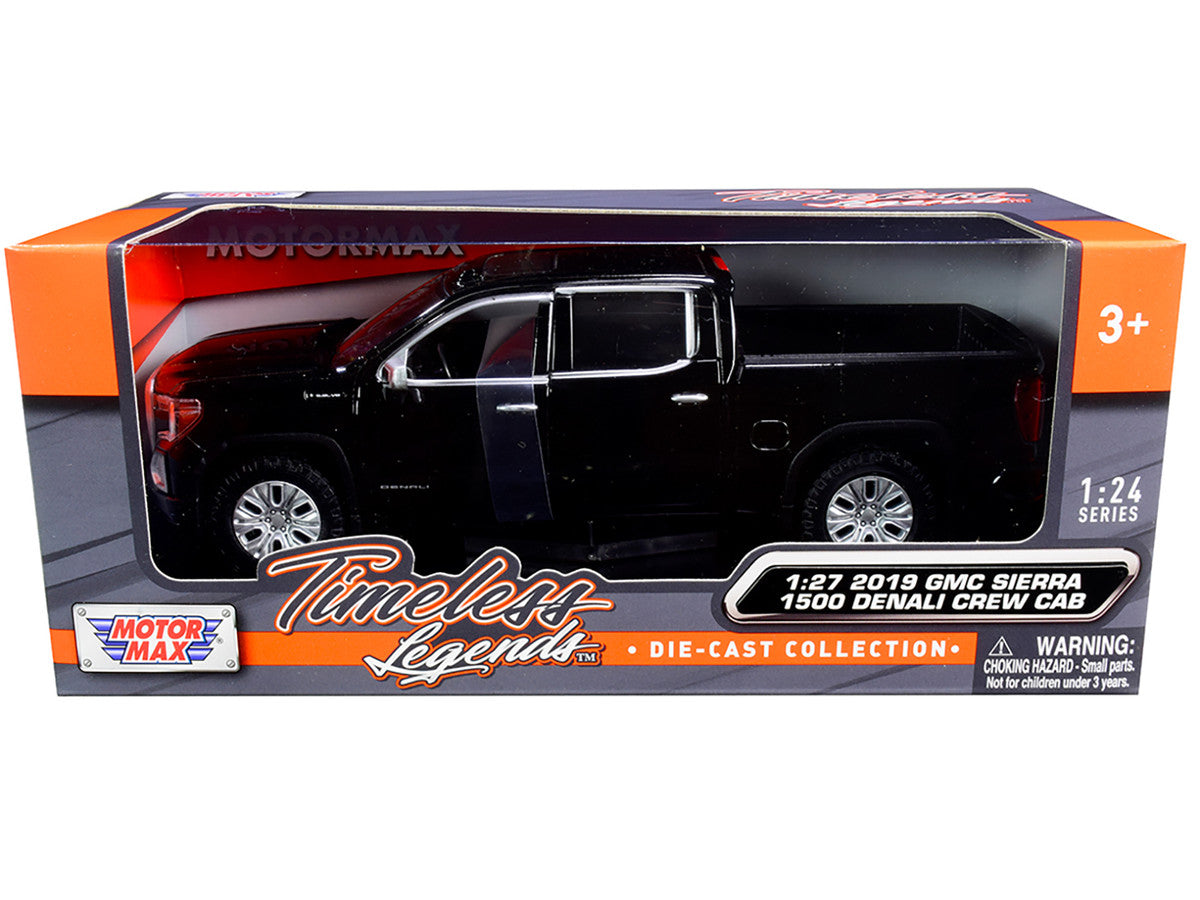 2019 GMC Sierra 1500 Denali Crew Cab Pickup Truck Black 1/24-1/27 Diecast Model Car by Motormax by Motormax