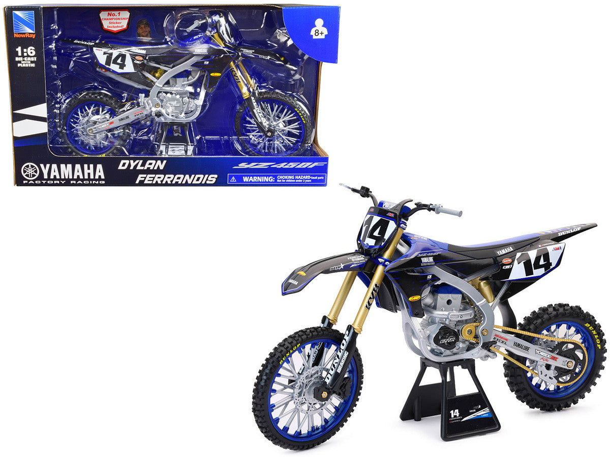 Yamaha YZ450F Motorcycle #14 Dylan Ferrandis "Yamaha Factory Racing" 1/6 Diecast Model by New Ray by New Ray
