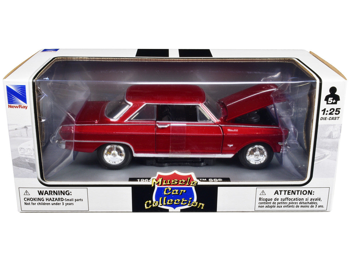 1964 Chevrolet Nova SS Burgundy "Muscle Car Collection" 1/25 Diecast Model Car by New Ray by New Ray