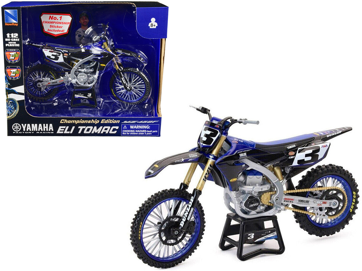 Yamaha YZ450F Championship Edition Motorcycle #3 Eli Tomac "Yamaha Factory Racing" 1/12 Diecast Model by New Ray by New Ray