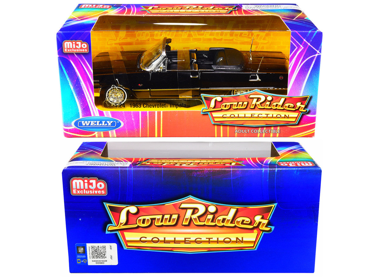 1963 Chevrolet Impala SS Convertible Black "Low Rider Collection" 1/24 Diecast Model Car by Welly by Welly