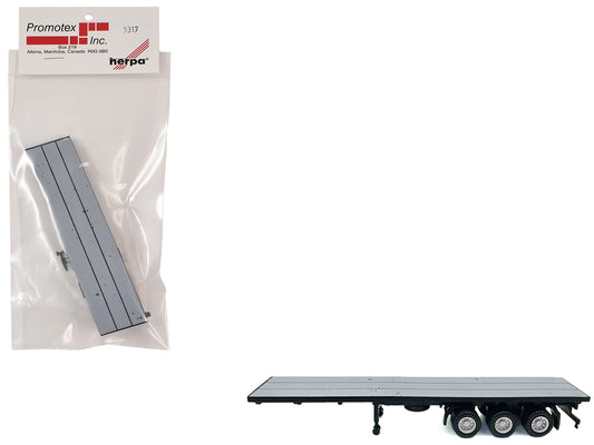 40ft 3-Axle Flatbed Trailer Gray Top 1/87 (HO) Plastic Model by Promotex by Promotex