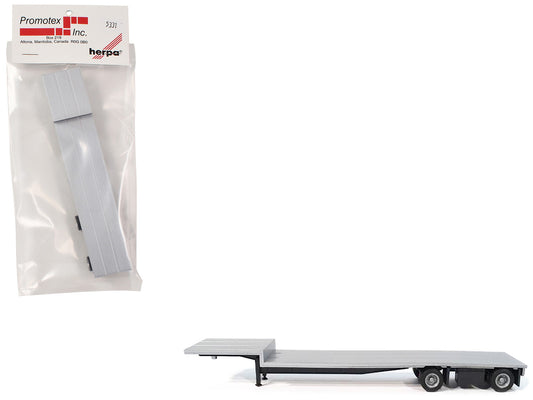 2-Axle Dropdeck Flatbed Trailer Silver Top 1/87 (HO) Plastic Model by Promotex by Promotex