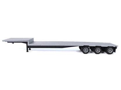 3-Axle Dropdeck Flatbed Trailer Silver Top 1/87 (HO) Plastic Model by Promotex by Promotex