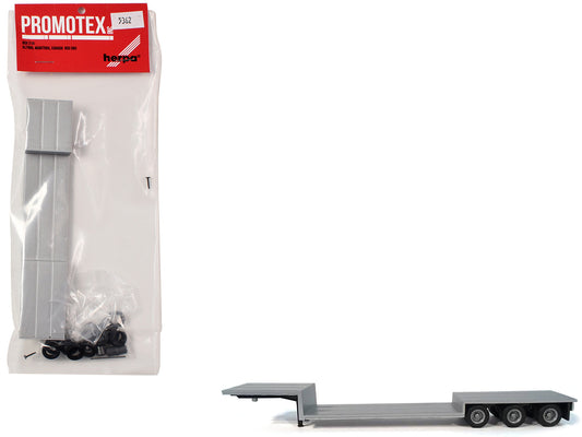3-Axle Double-Drop Flatbed Trailer Silver Top 1/87 (HO) Plastic Model by Promotex by Promotex