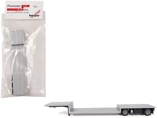 Spread Axle Double-Drop Flatbed Trailer Silver Top 1/87 (HO) Plastic Model by Promotex by Promotex