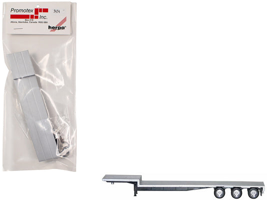 48ft 3-Axle Drop Deck Trailer with Chrome Wheels and Silver Top 1/87 (HO) Plastic Model by Promotex by Promotex