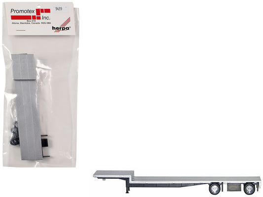 48ft Spread-Axle Drop Deck Trailer with Chrome Wheels and Silver Top 1/87 (HO) Plastic Model by Promotex by Promotex