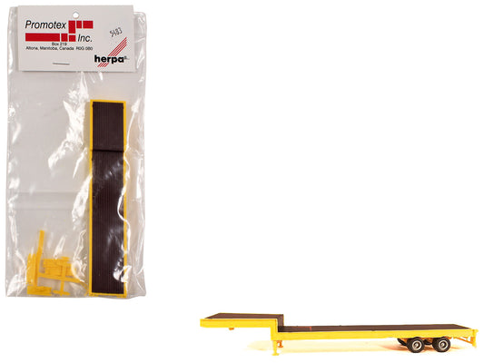 2-Axle Step Deck Equipment Trailer with Ramps Yellow 1/87 (HO) Plastic Model by Promotex by Promotex