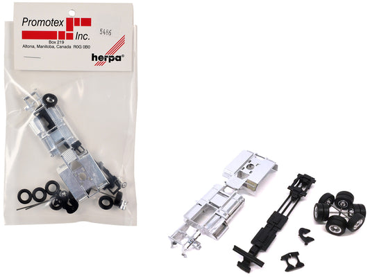 Chrome Chassis Kit for Kenworth or Peterbilt Cab 1/87 (HO) Plastic Model by Promotex by Promotex