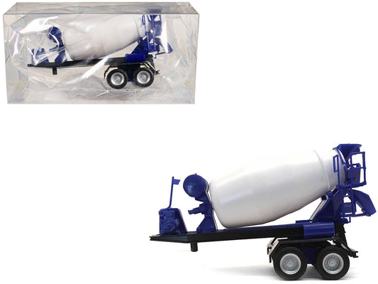 2-Axle Cement Mixer Trailer White and Blue 1/87 (HO) Plastic Model by Promotex by Promotex