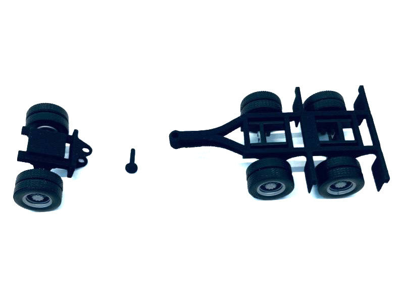 Lowboy Dual Axle Booster with Integrated Rear Axle and Fenders (2 Sets) 1/87 (HO) Plastic Model by Promotex by Promotex