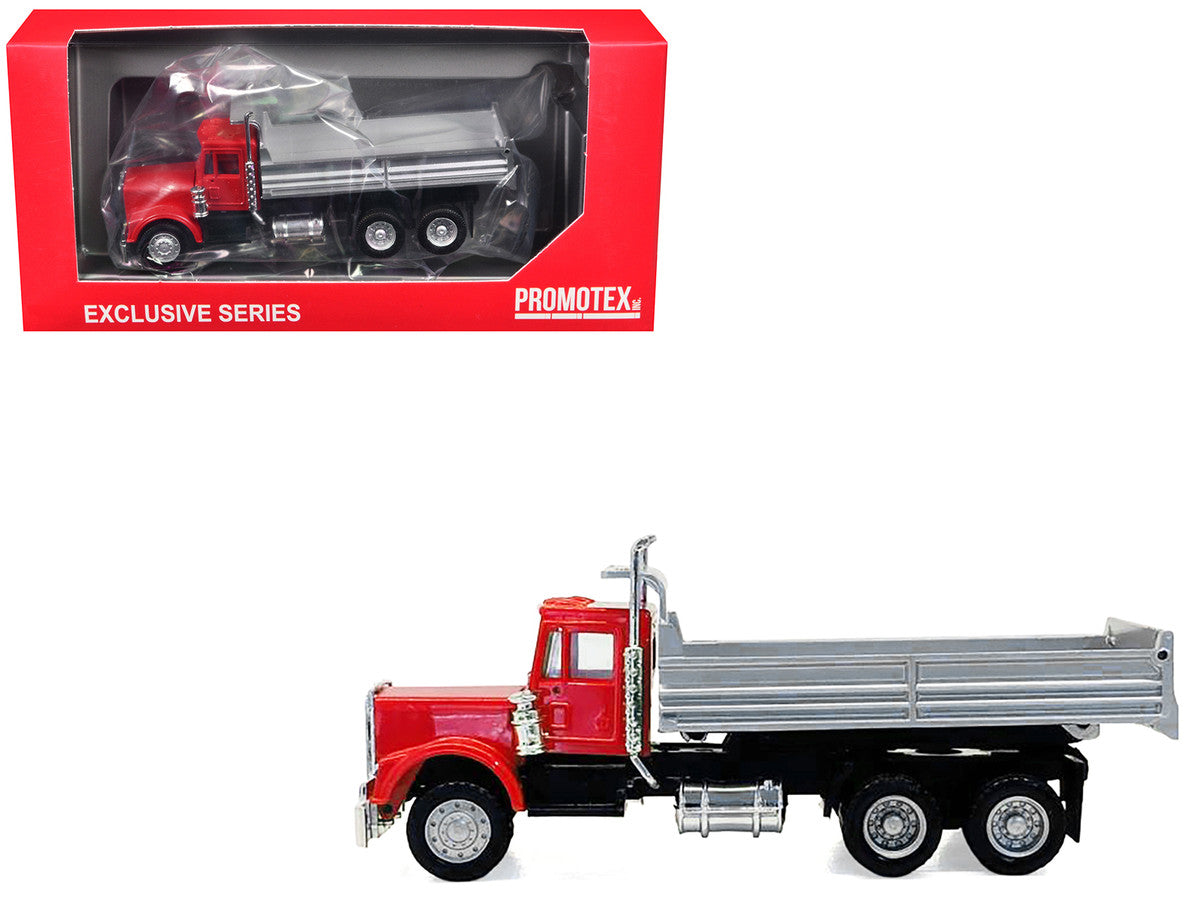 Peterbilt Dump Truck with Red Cab 1/87 (HO) Plastic Model by Promotex by Promotex