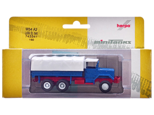 Am General M54 6X6 5/10 Ton Truck Blue with White Top 1/87 (HO) Plastic Model Car by Promotex by Promotex