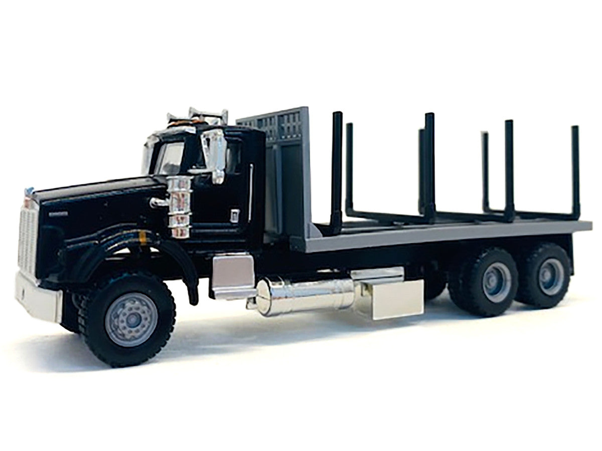 Kenworth T800 Stake Bed Truck Black 1/87 (HO) Plastic Model Car by Promotex by Promotex