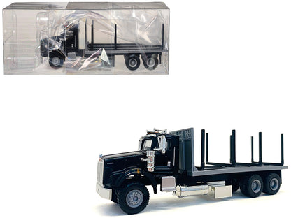 Kenworth T800 Stake Bed Truck Black 1/87 (HO) Plastic Model Car by Promotex by Promotex