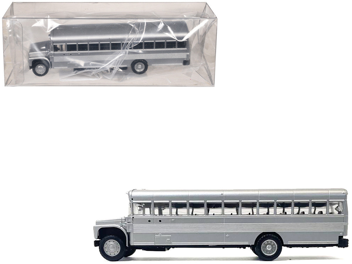 School Bus Silver Metallic 1/87 (HO) Plastic Model by Promotex by Promotex