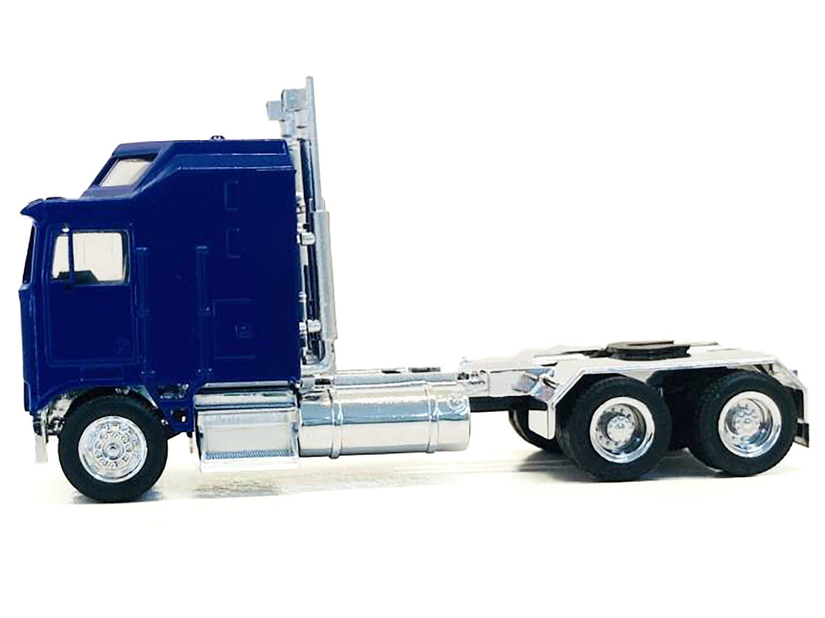 Kenworth K100 with 1-Bar Grill and X-Long Chrome Chassis Blue 1/87 (HO) Plastic Model Car by Promotex by Promotex