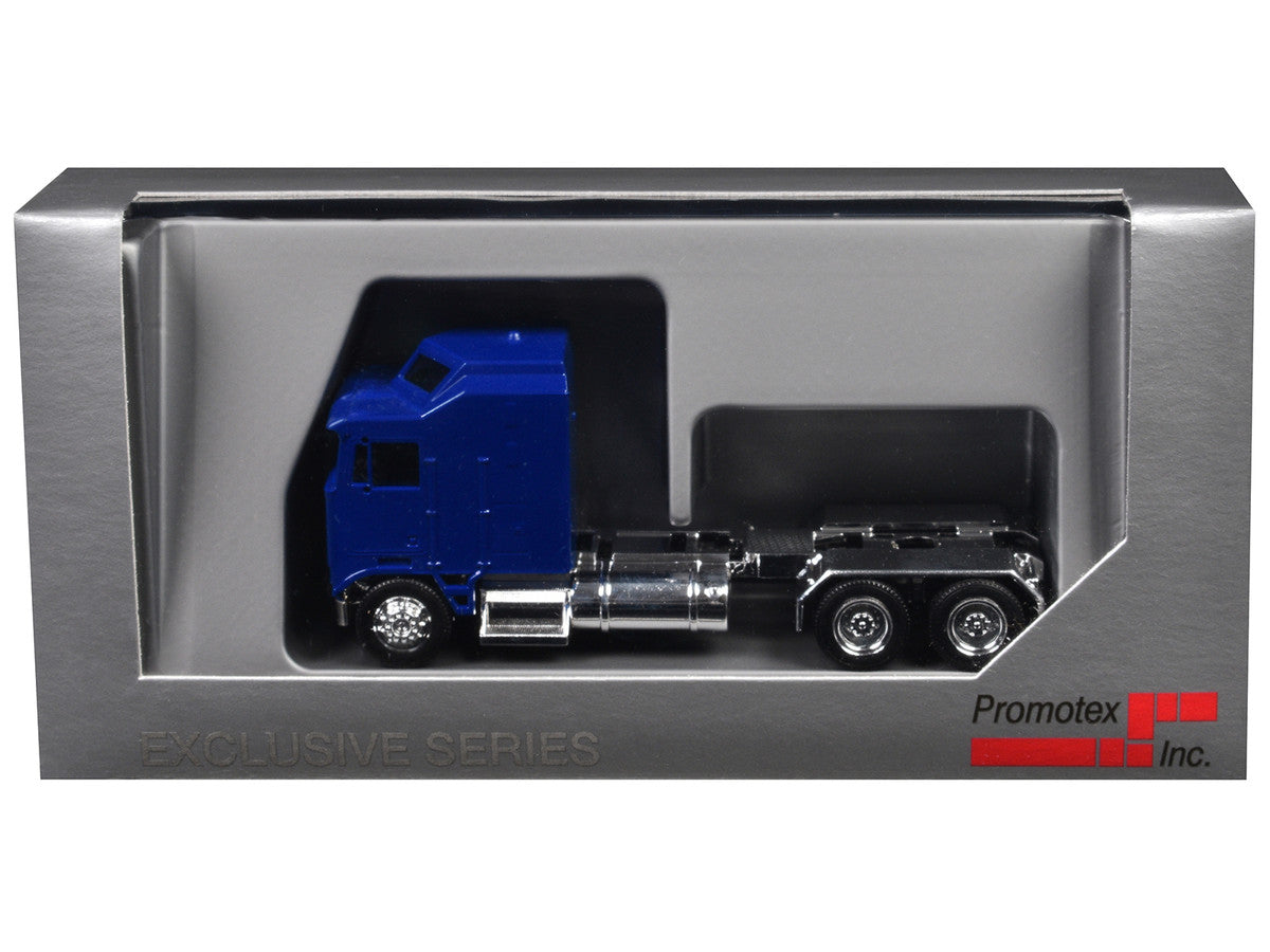 Kenworth K100 with 1-Bar Grill and X-Long Chrome Chassis Blue 1/87 (HO) Plastic Model Car by Promotex by Promotex