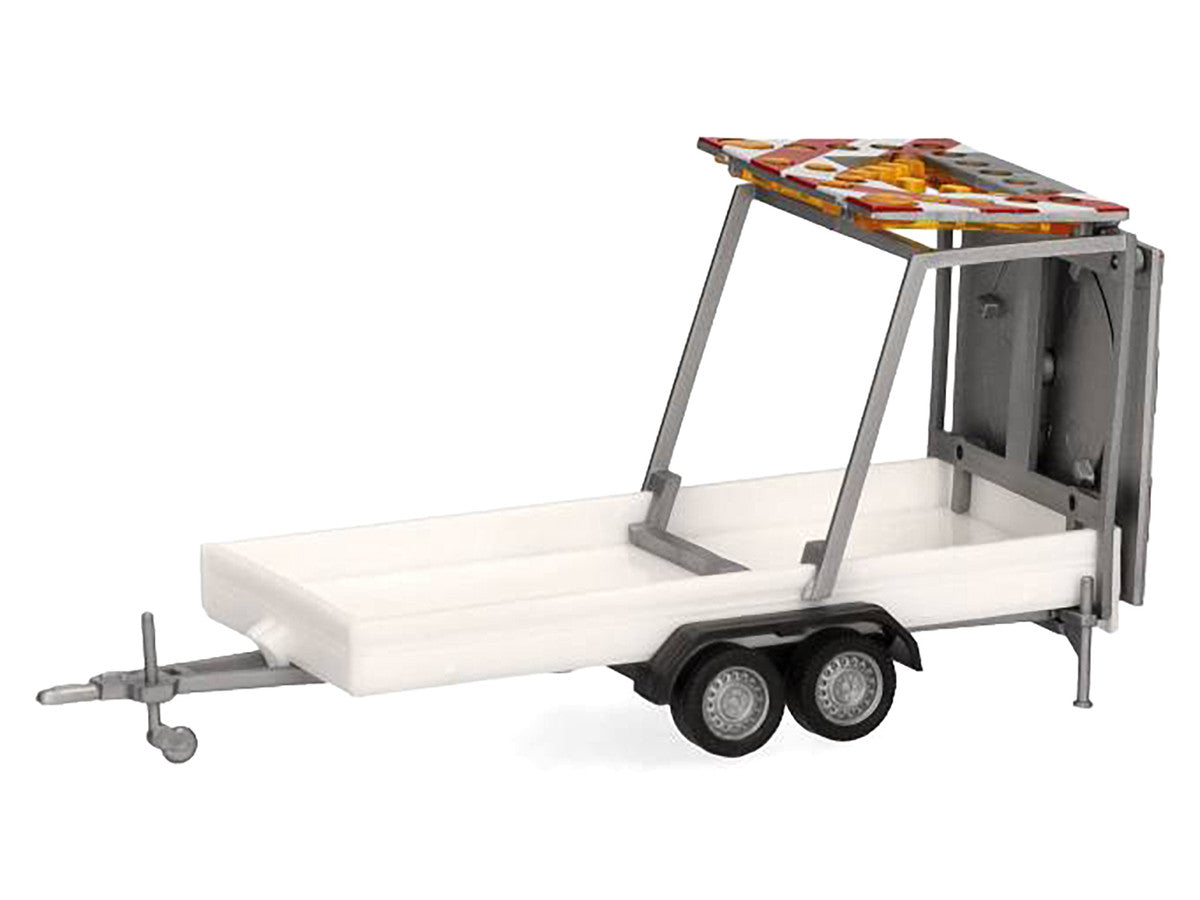 Road Maintenance Trailer White with Striped Top 1/87 (HO) Plastic Model by Promotex by Promotex