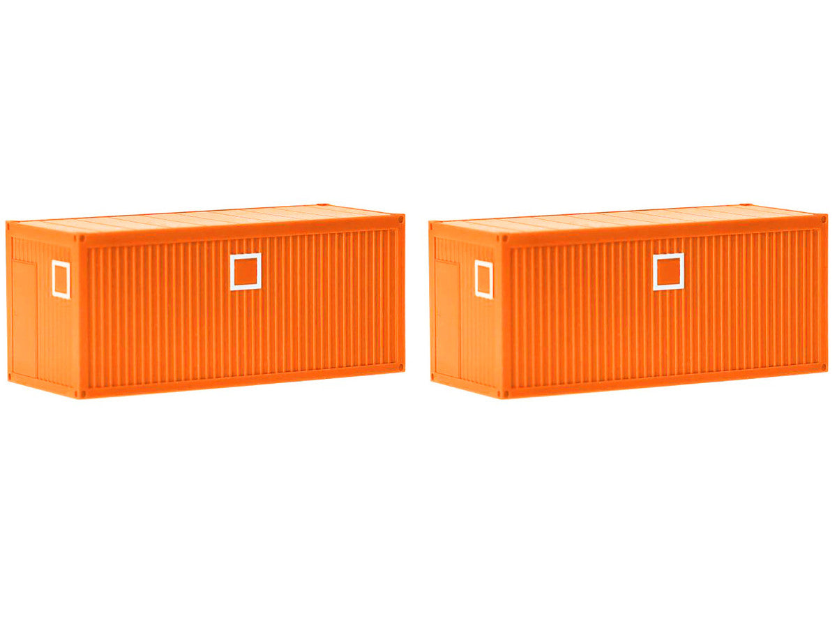 Mobile Offices Orange Set of 2 pieces 1/87 (HO) Plastic Model by Herpa by Herpa