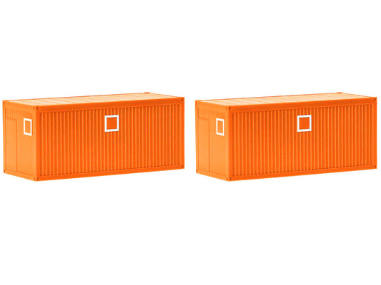 Mobile Offices Orange Set of 2 pieces 1/87 (HO) Plastic Model by Herpa by Herpa