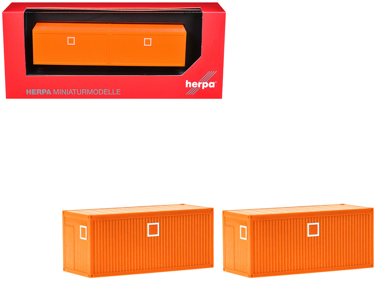 Mobile Offices Orange Set of 2 pieces 1/87 (HO) Plastic Model by Herpa by Herpa