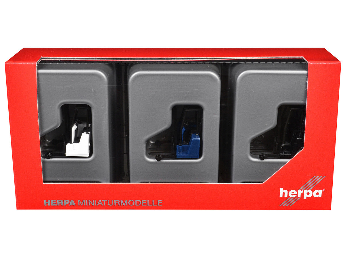 Forklifts with Trailer Bumper 3 Piece Set 1/87 (HO) Plastic Models by Promotex by Promotex