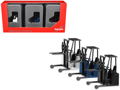 Forklifts with Trailer Bumper 3 Piece Set 1/87 (HO) Plastic Models by Promotex by Promotex