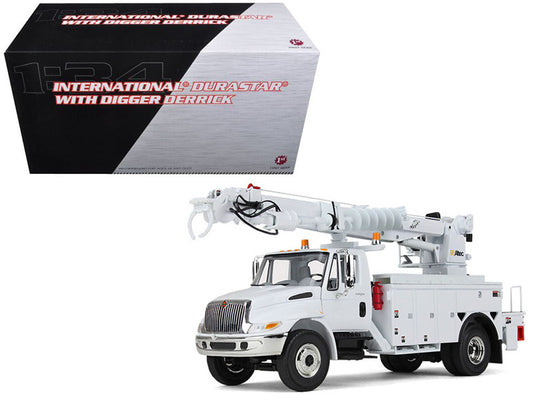 International DuraStar Truck with Digger Derrick Body "Altec" White 1/34 Diecast Model by First Gear by First Gear