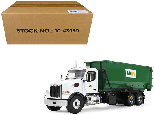 Peterbilt 567 Refuse Garbage Truck with 40 Yard Roll-Off Container "Waste Management" White and Green 1/34 Diecast Model by First Gear by First Gear