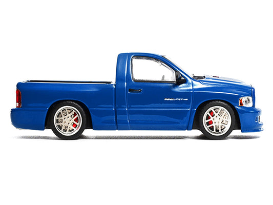 2003 Dodge Ram SRT-10 Pickup Truck Electric Blue Metallic with White Stripes 1/64 Diecast Model Car by Shoom64 Models by SHOOM64