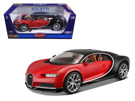 2016 Bugatti Chiron Red with Black 1/18 Diecast Model Car by Bburago by Bburago