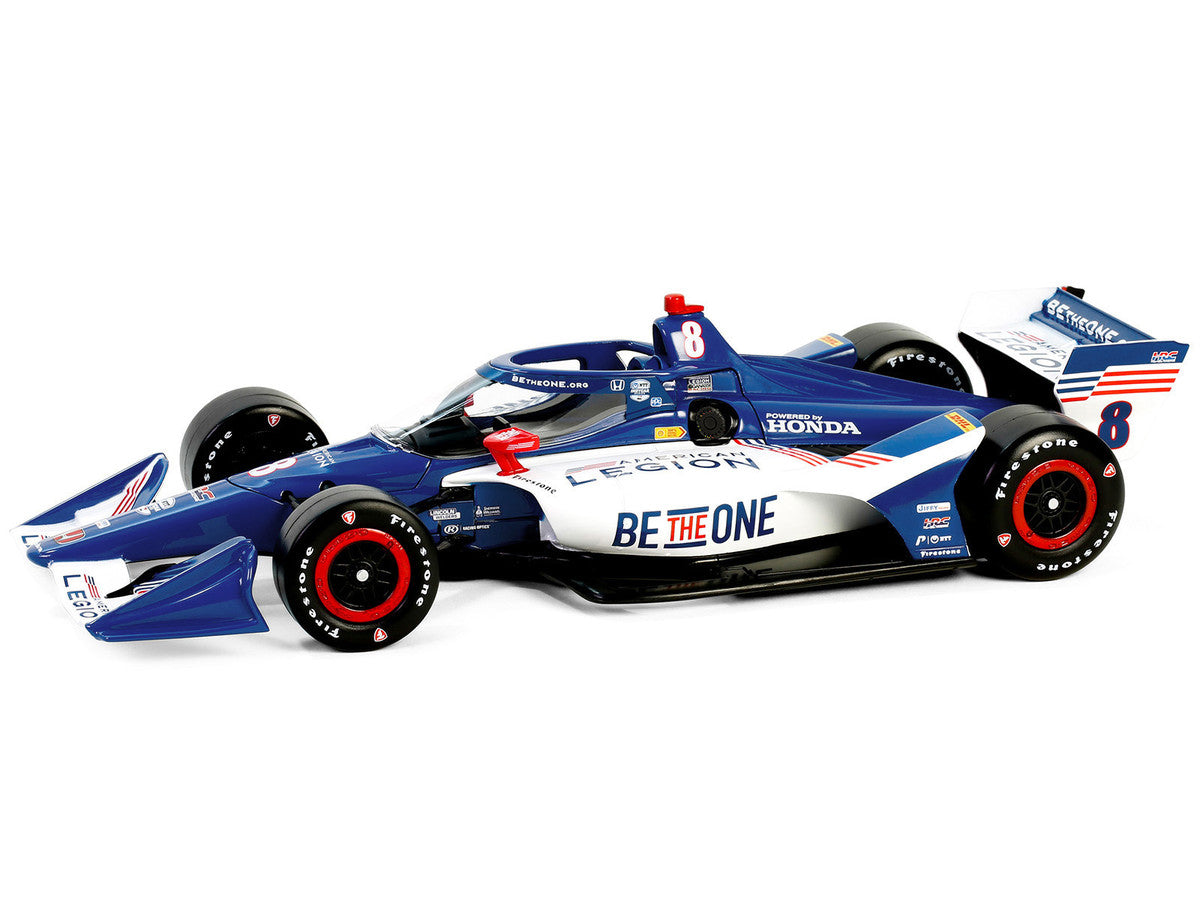 Dallara IndyCar #8 Linus Lundqvist "The American Legion" Chip Ganassi Racing (Road Course Configuration) "NTT IndyCar Series" (2024) 1/18 Diecast Model Car by Greenlight by Greenlight